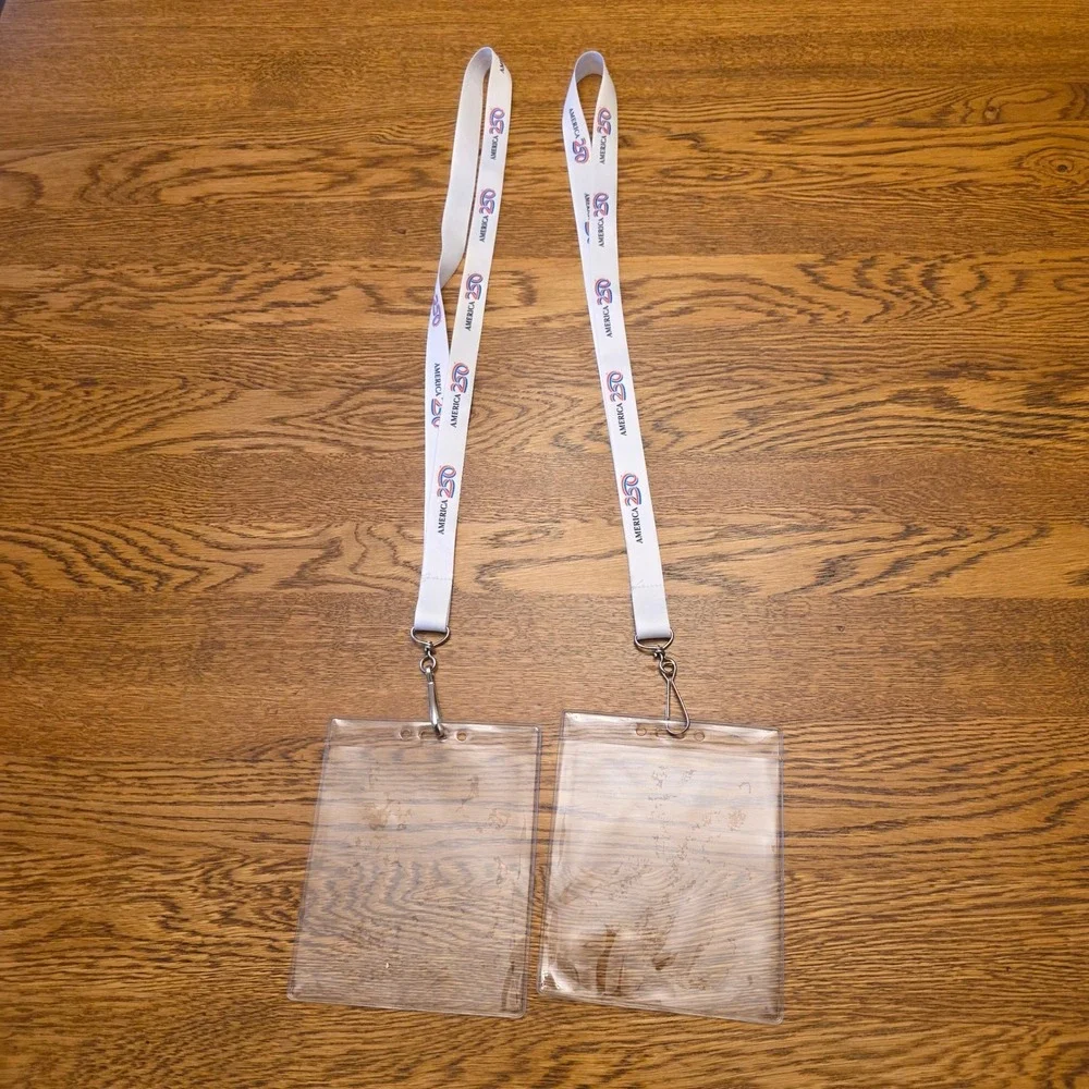 America 250 Lanyard‎ ID Badge Holder 2 pc Set White Blue Red Celebration Event